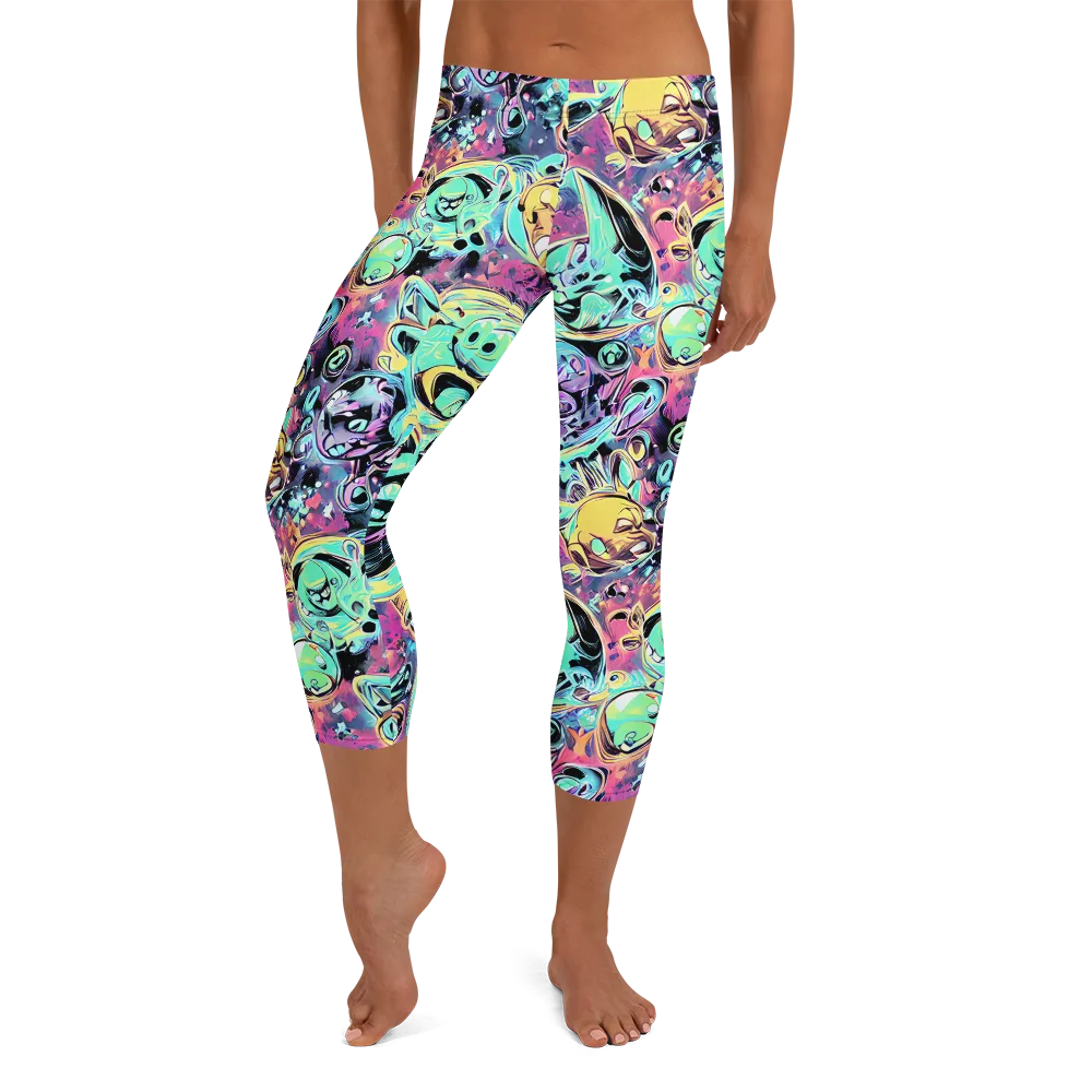 Aqua Oddity on Capri Leggings — Front