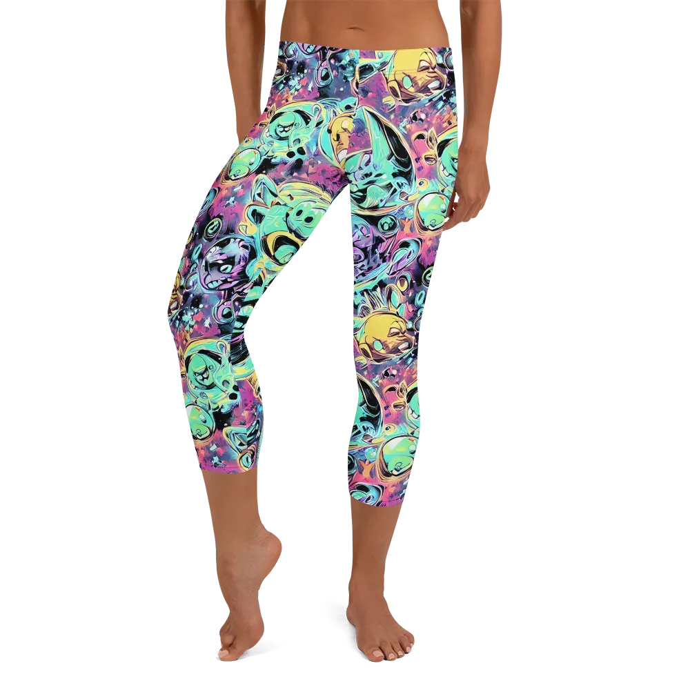 Aqua Oddity on Capri Leggings — Front