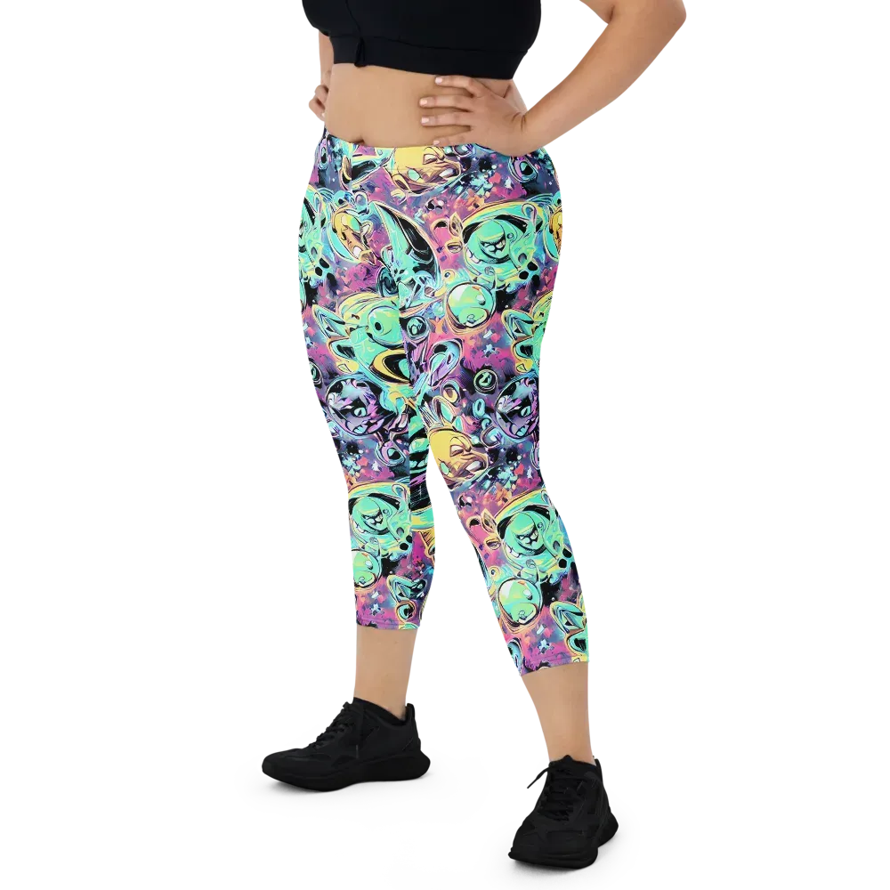 Aqua Oddity on Capri Leggings — Front