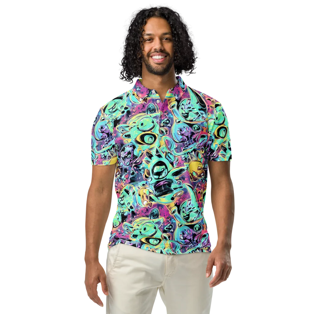 Aqua Oddity on Men's Slim Fit Polo Shirt — Front