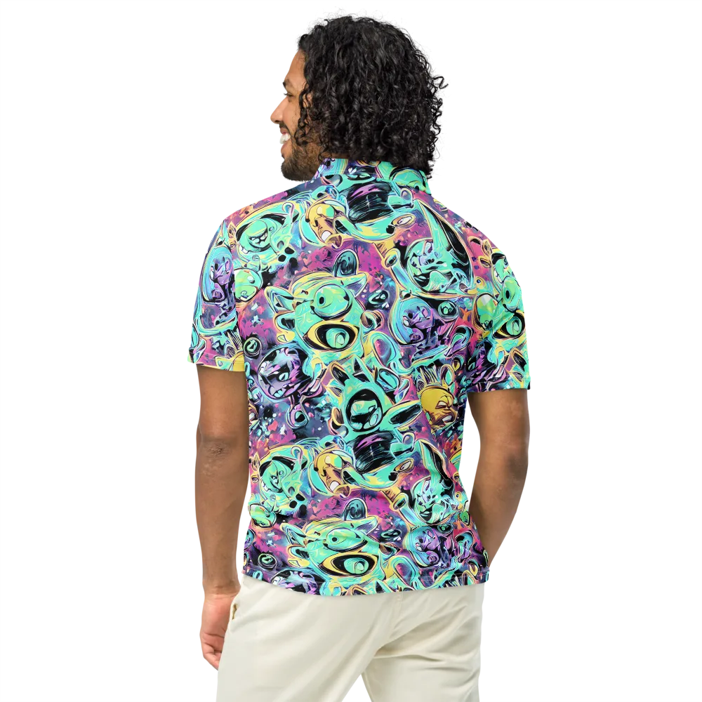 Aqua Oddity on Men's Slim Fit Polo Shirt — Back