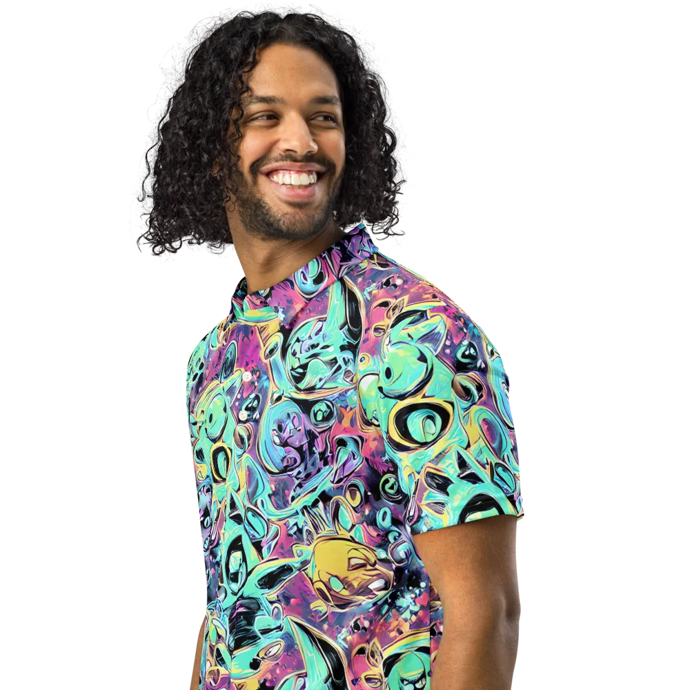 Aqua Oddity on Men's Slim Fit Polo Shirt — Left Front