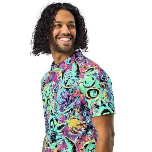 Aqua Oddity on a Men's Slim Fit Polo Shirt