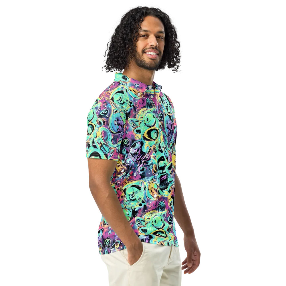 Aqua Oddity on Men's Slim Fit Polo Shirt — Right Front