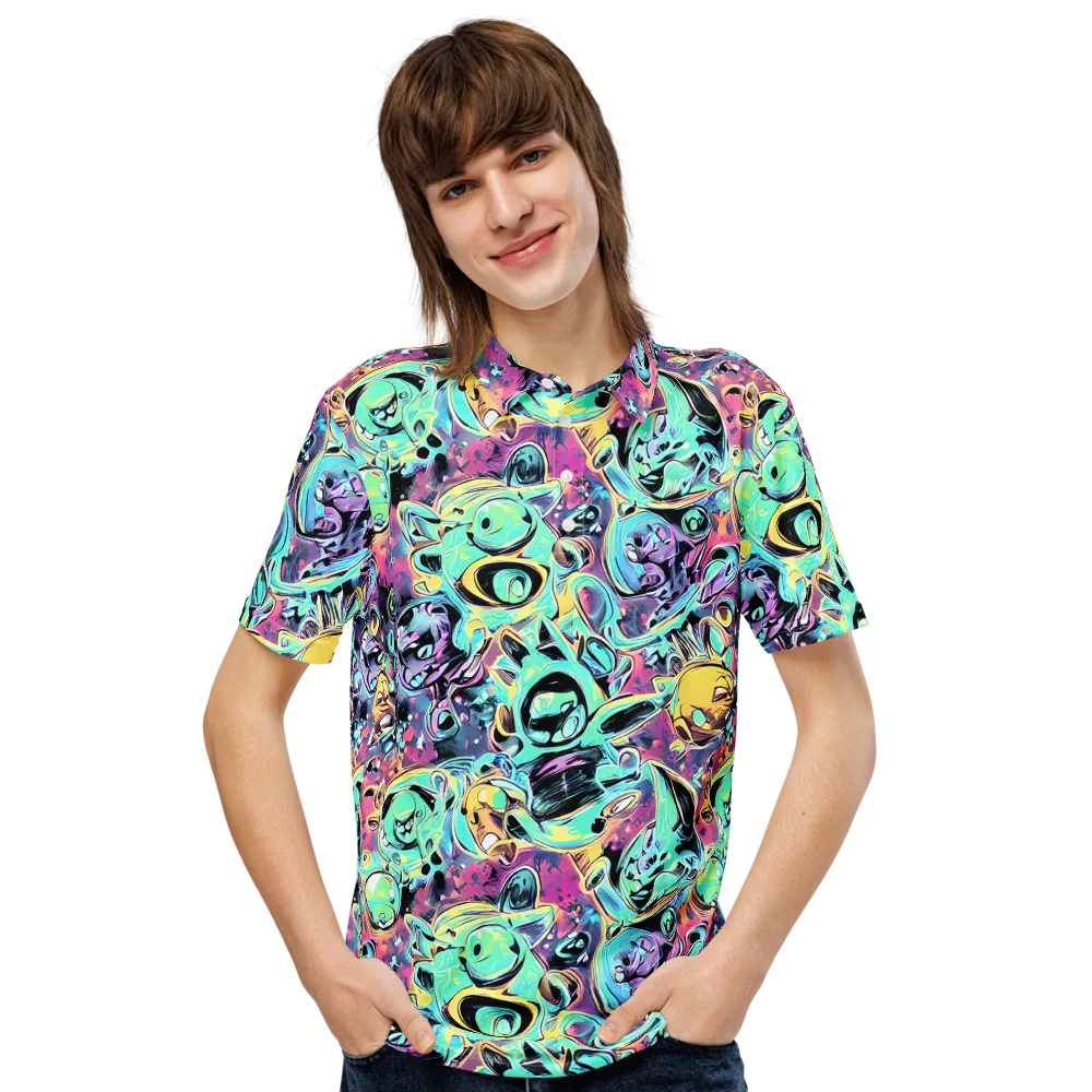 Aqua Oddity on Men's Slim Fit Polo Shirt — Front
