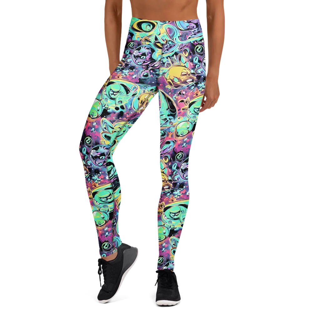 Aqua Oddity on Yoga Leggings — Front