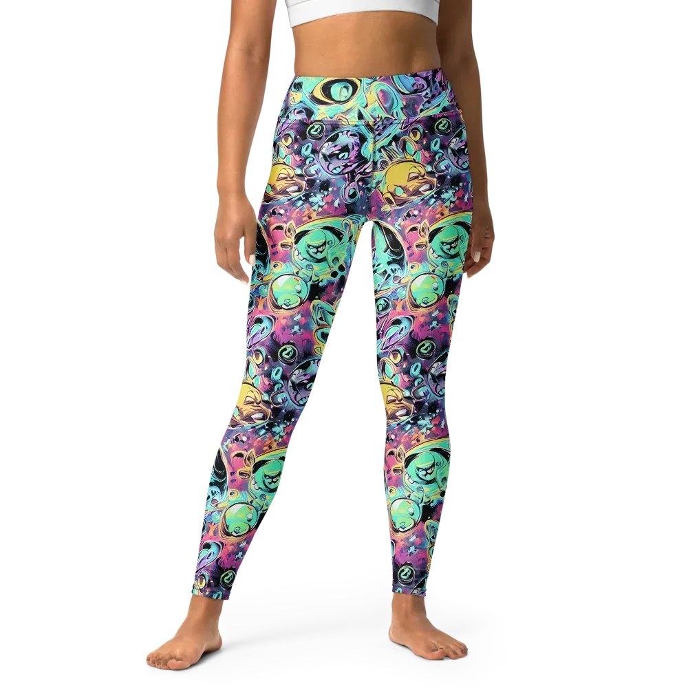Aqua Oddity on Yoga Leggings — Front
