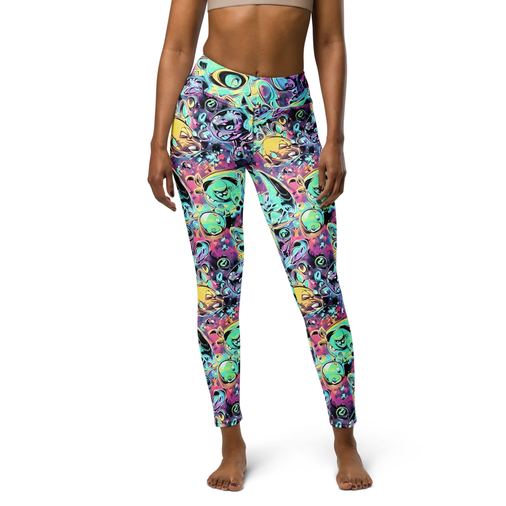 Aqua Oddity on Yoga Leggings — Front