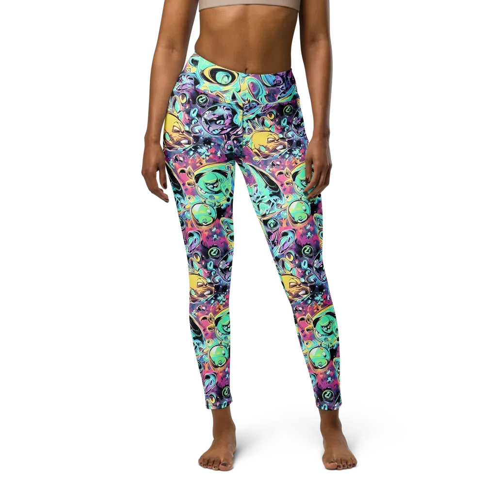 Aqua Oddity on Yoga Leggings — Front