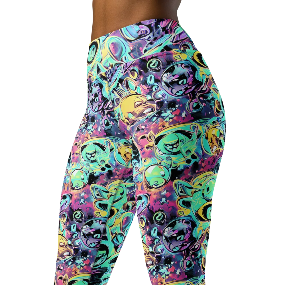 Aqua Oddity on Yoga Leggings — Left Front