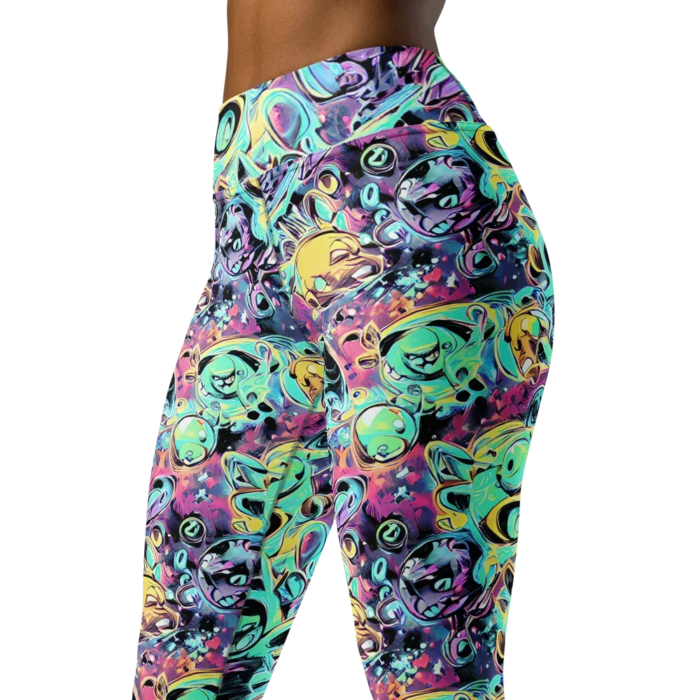 Aqua Oddity on Yoga Leggings — Left Front