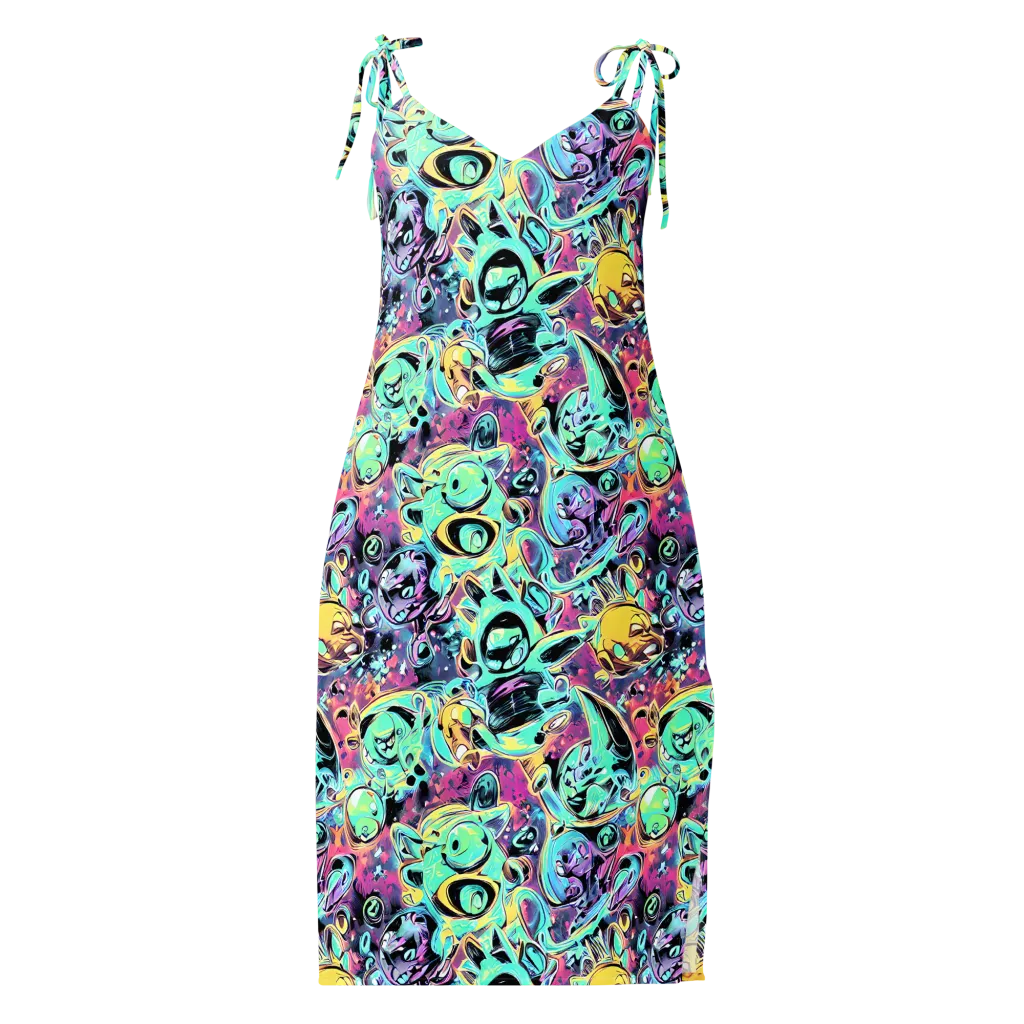 Aqua Oddity on Slip Dress — Front