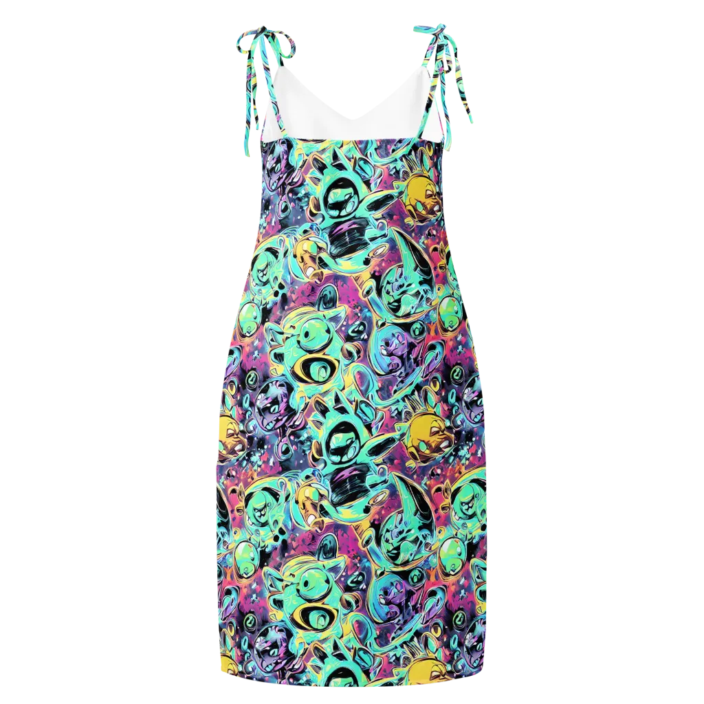 Aqua Oddity on Slip Dress — Back
