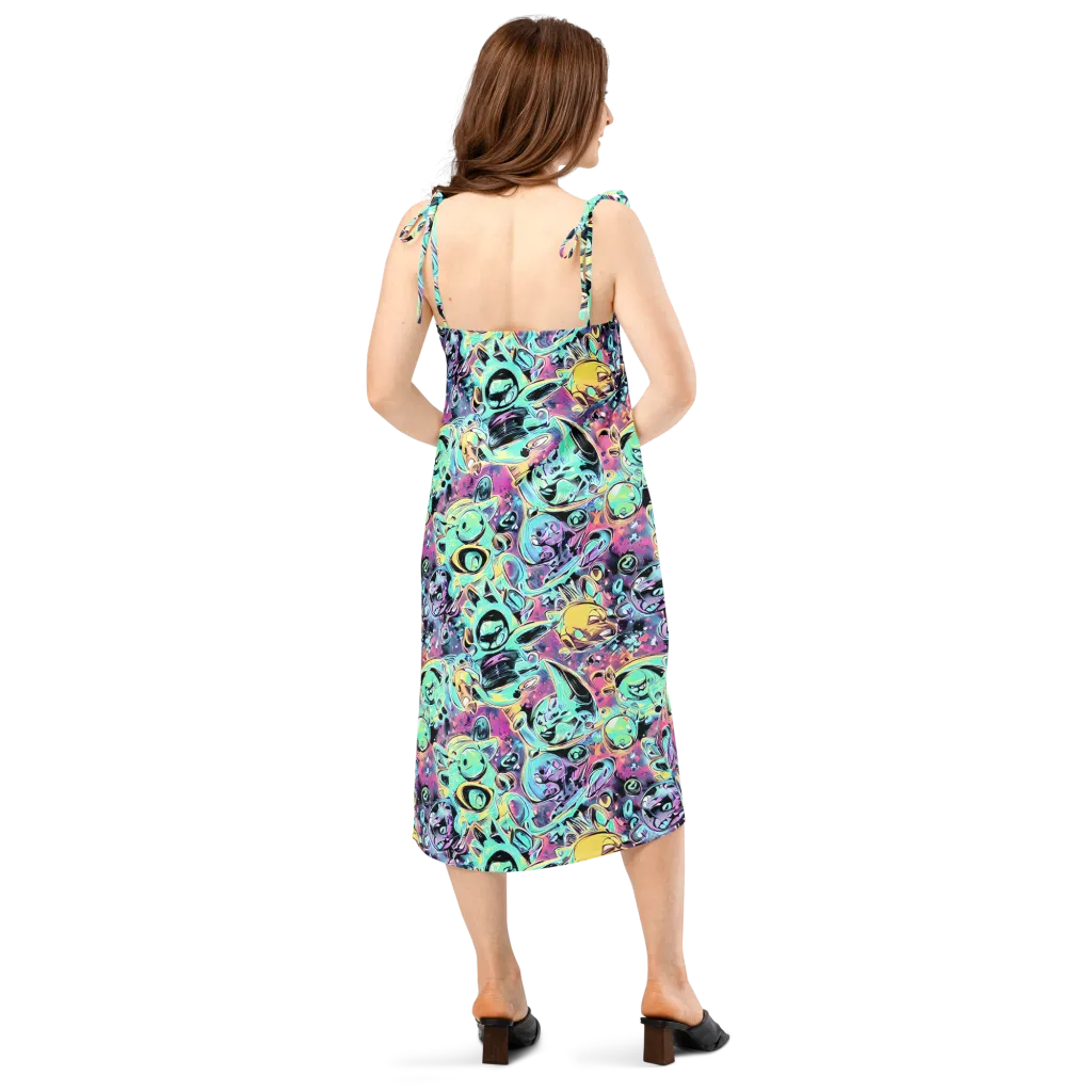 Aqua Oddity on Slip Dress — Back