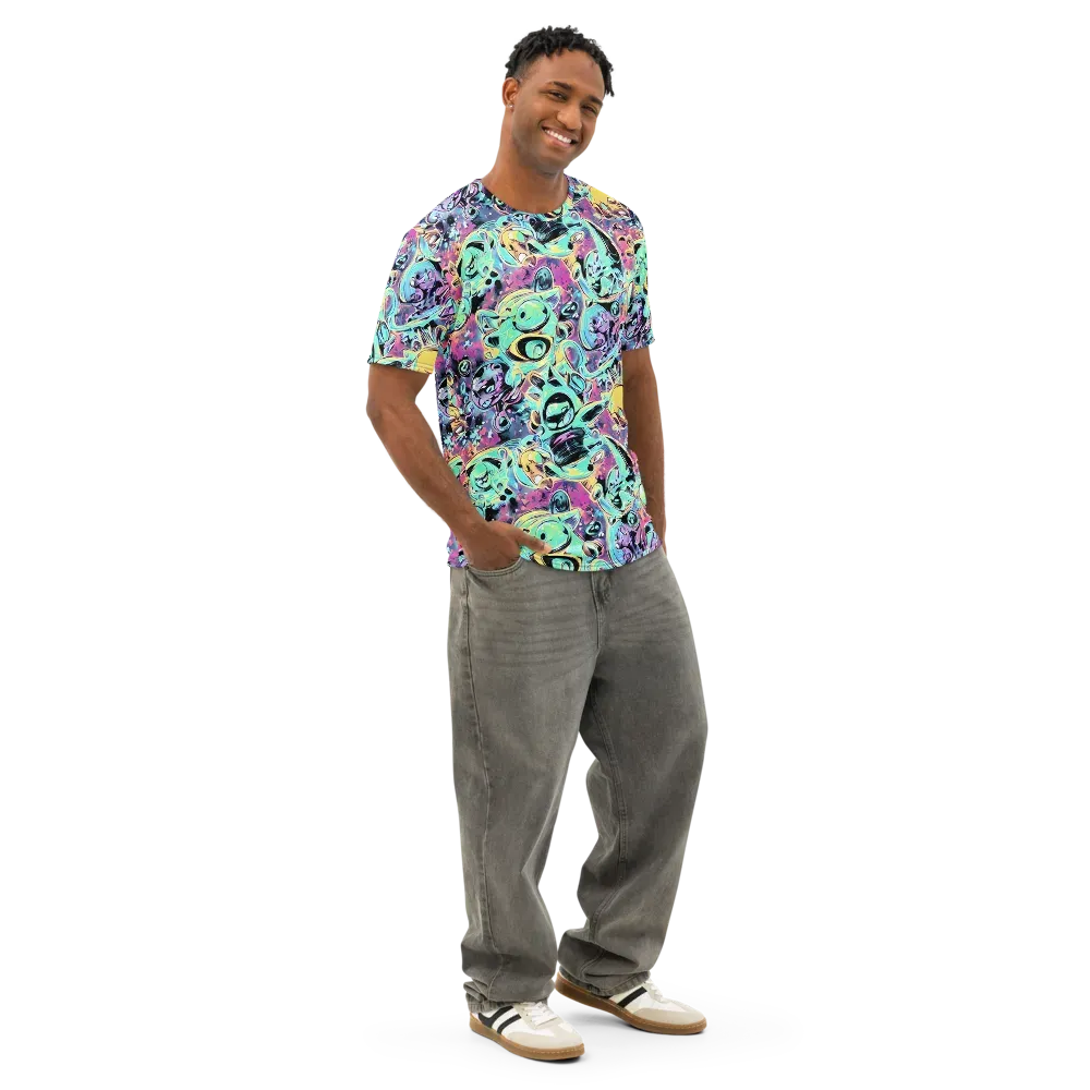 Aqua Oddity on Men's Cotton Crew Neck T-Shirt — Right Front