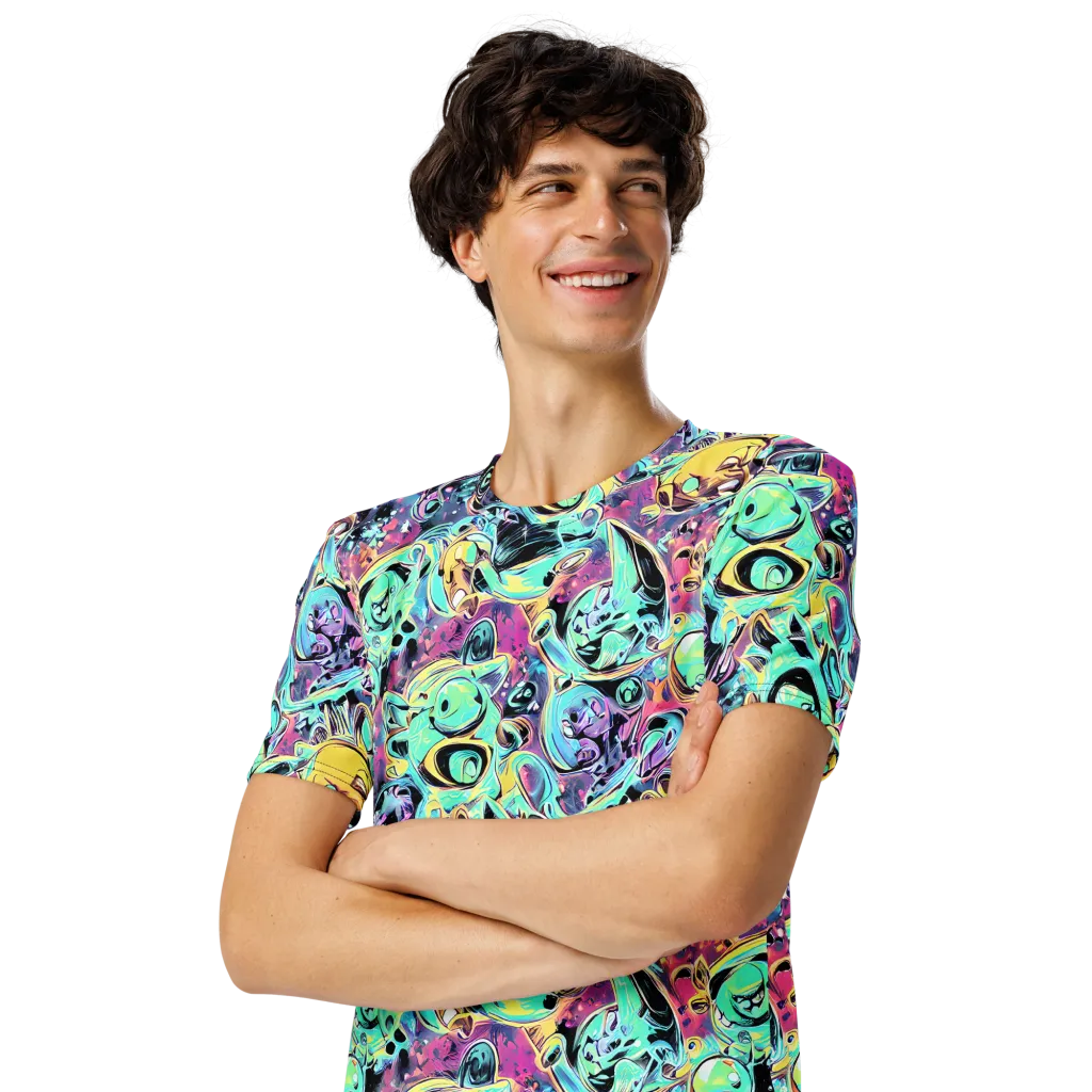 Aqua Oddity on Men's Crew Neck T-Shirt — Left Front