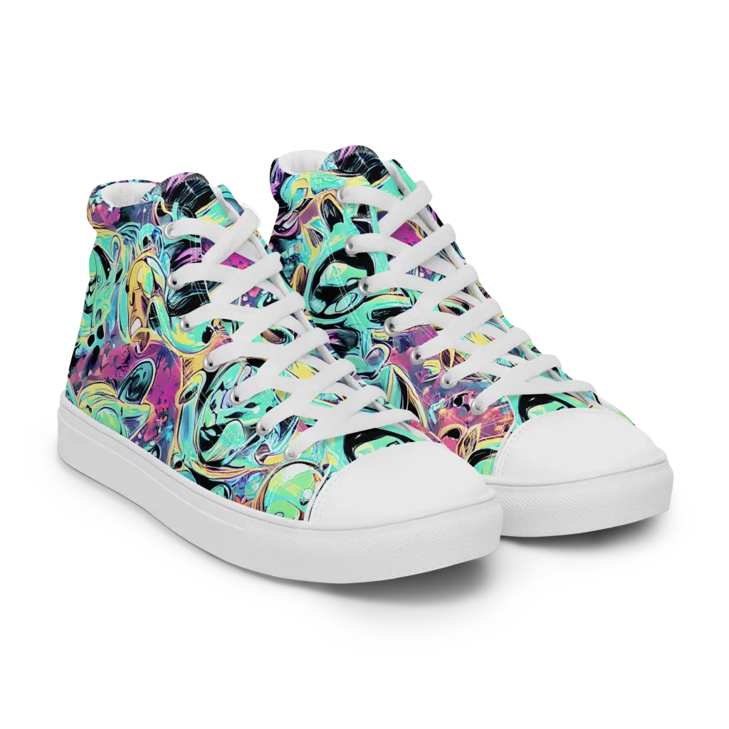Aqua Oddity on Men's High Top Canvas Shoes — Right Front