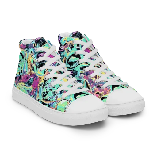 Aqua Oddity on a Men's High Top Canvas Shoes