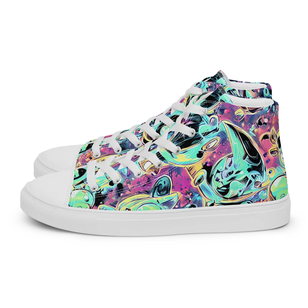 Aqua Oddity on Men's High Top Canvas Shoes — Left