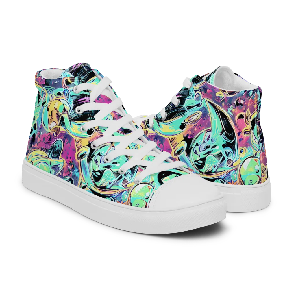 Aqua Oddity on Men's High Top Canvas Shoes — Right