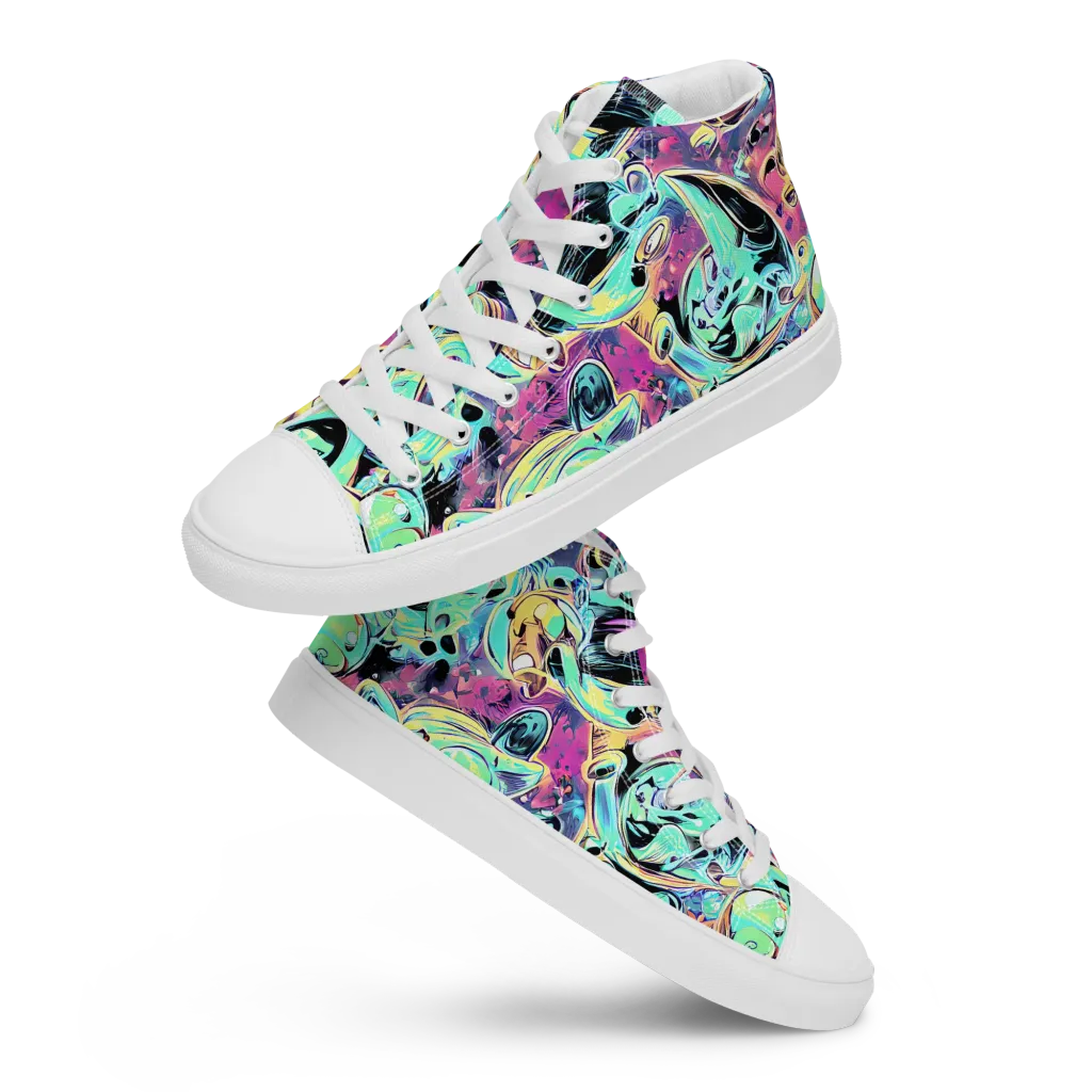 Aqua Oddity on Men's High Top Canvas Shoes — Front