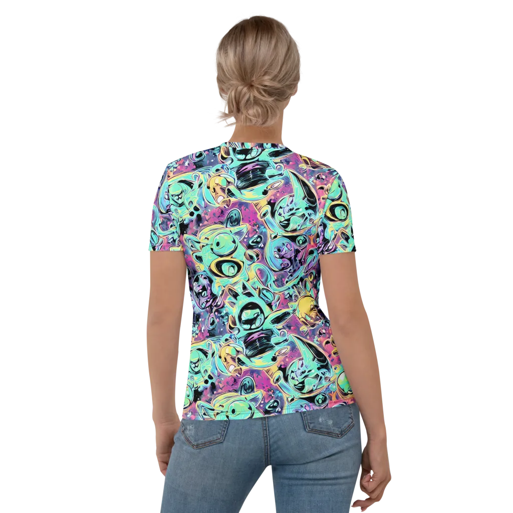 Aqua Oddity on Women's Crew Neck T-Shirt — Back