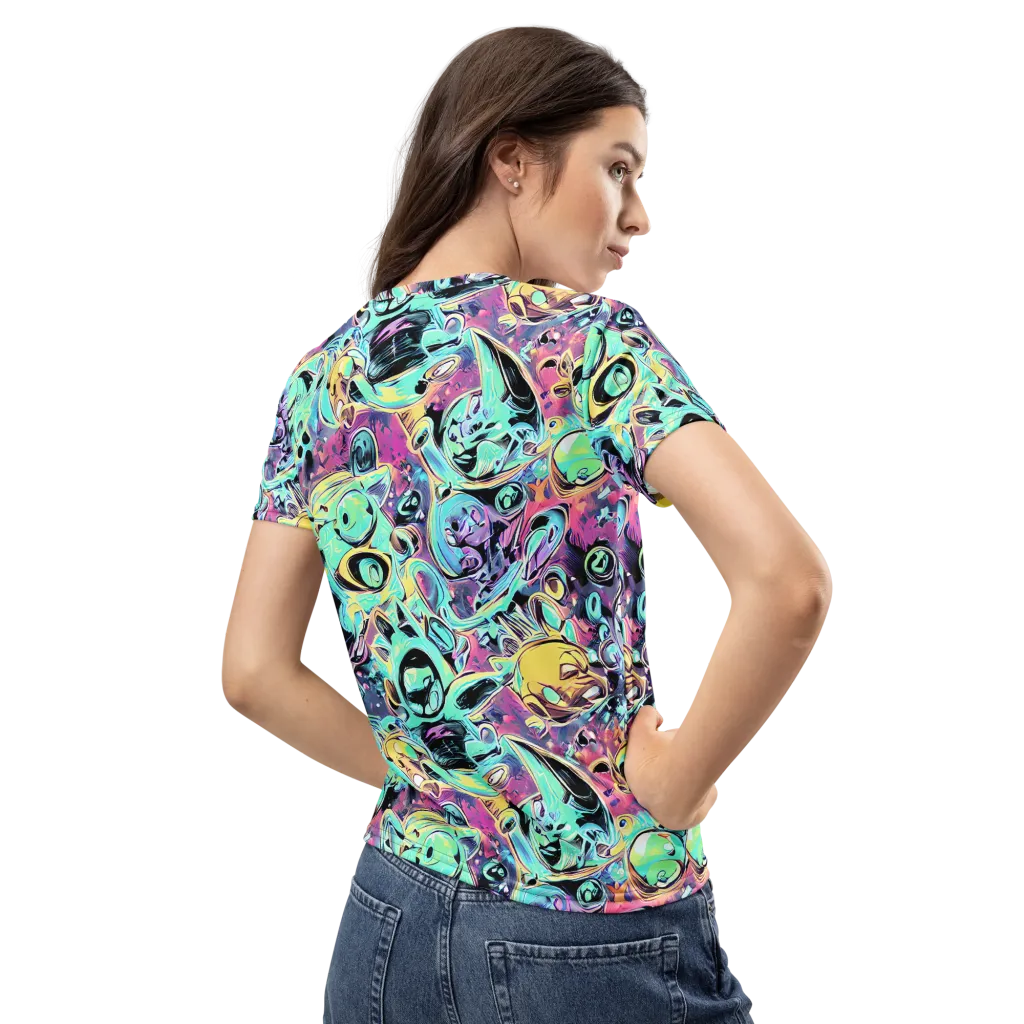 Aqua Oddity on Women's Crew Neck T-Shirt — Back