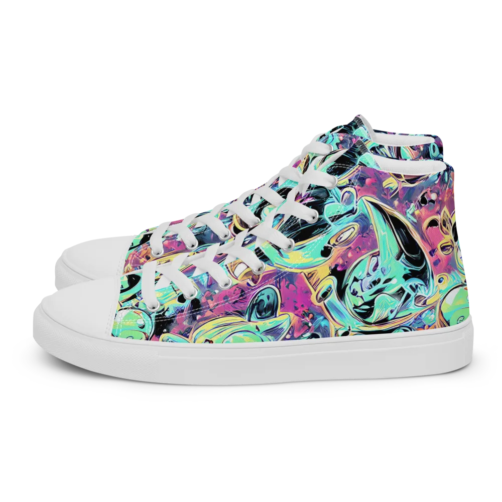 Aqua Oddity on Women's High Top Canvas Shoes — Left