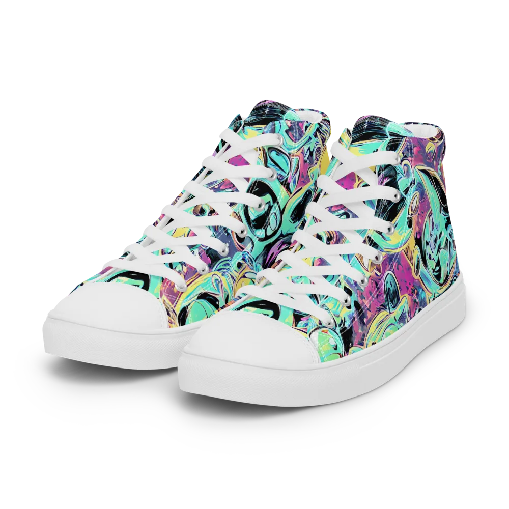 Aqua Oddity on Women's High Top Canvas Shoes — Left Front