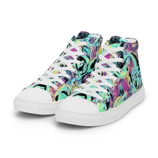 Aqua Oddity on a Women's High Top Canvas Shoes