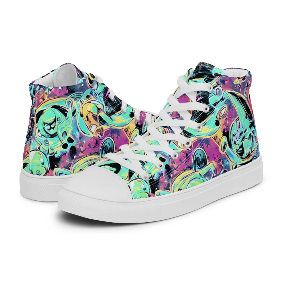 Aqua Oddity on Women's High Top Canvas Shoes — Left