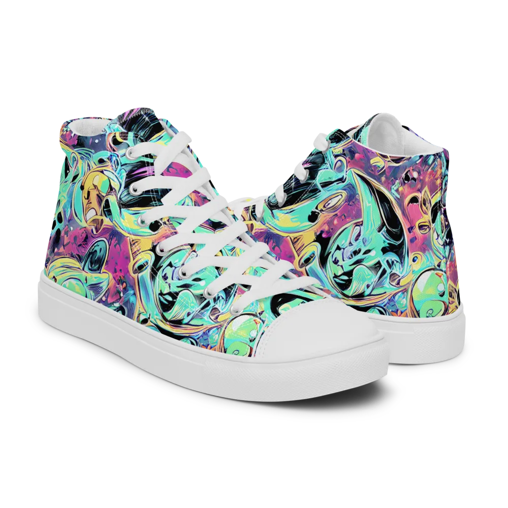 Aqua Oddity on Women's High Top Canvas Shoes — Right
