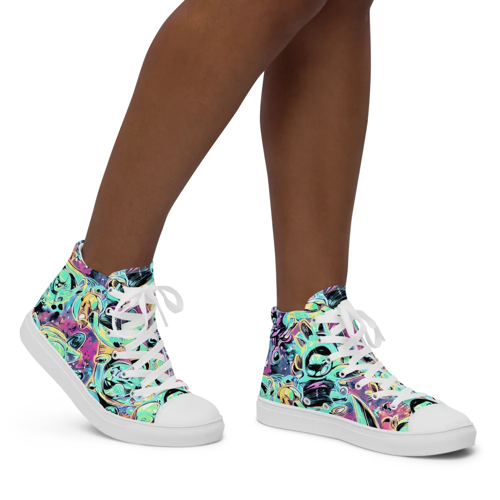 Aqua Oddity on Women's High Top Canvas Shoes — Right