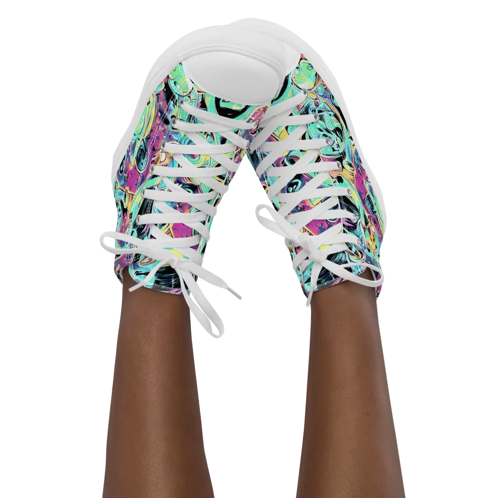Aqua Oddity on Women's High Top Canvas Shoes — Front