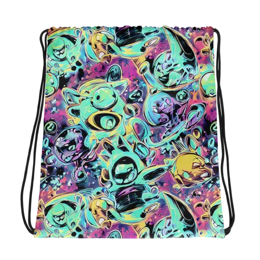 Aqua Oddity on a Drawstring Bag