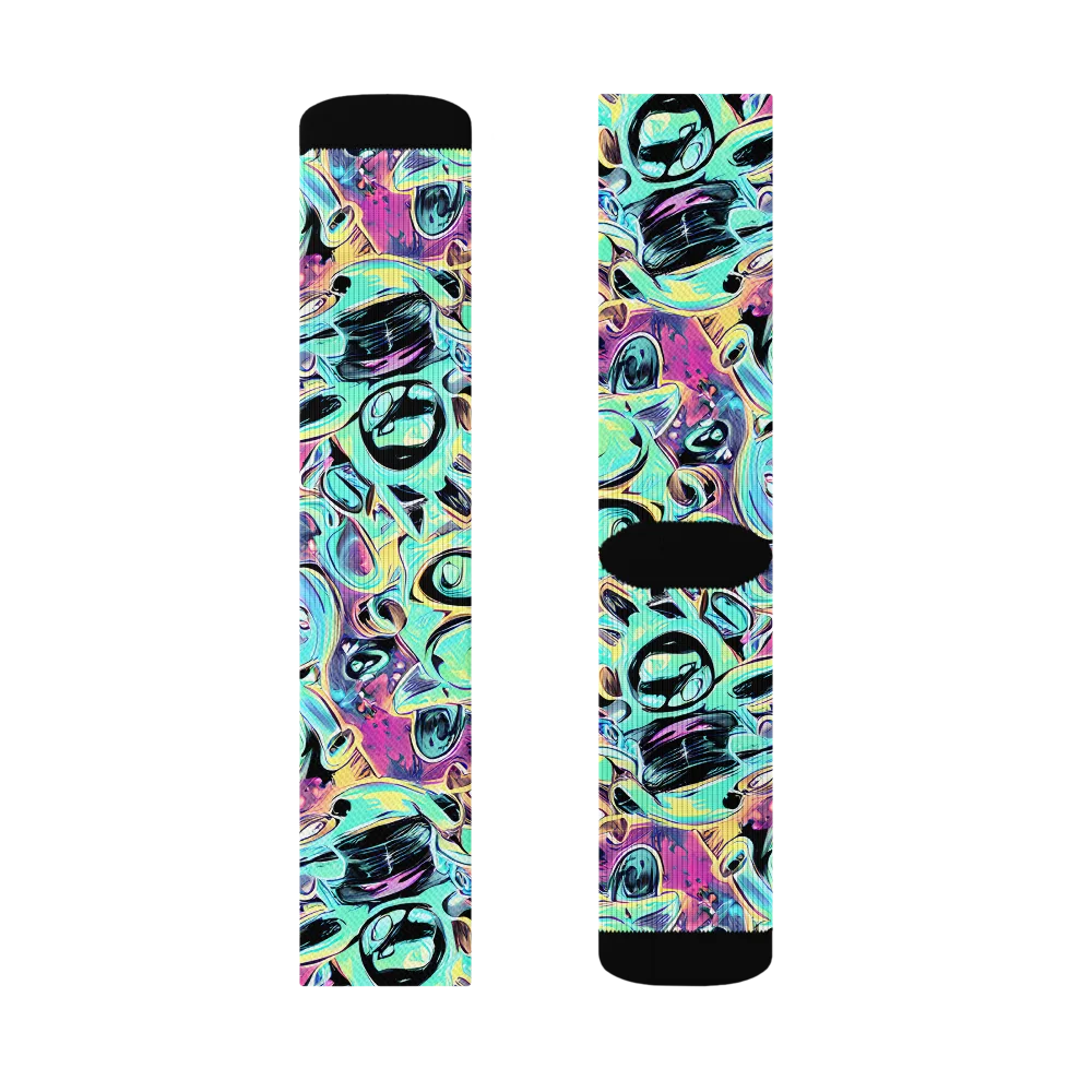 Aqua Oddity on Socks — Left Sock