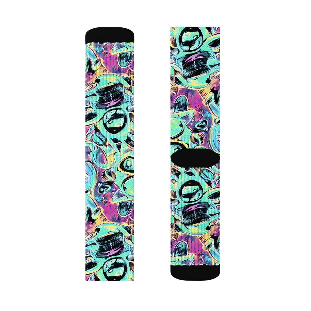 Aqua Oddity on Socks — Right Sock