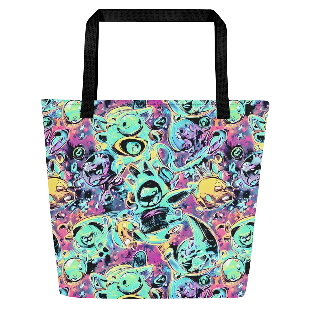 Aqua Oddity on Large Tote Bag W/ Pocket — Front