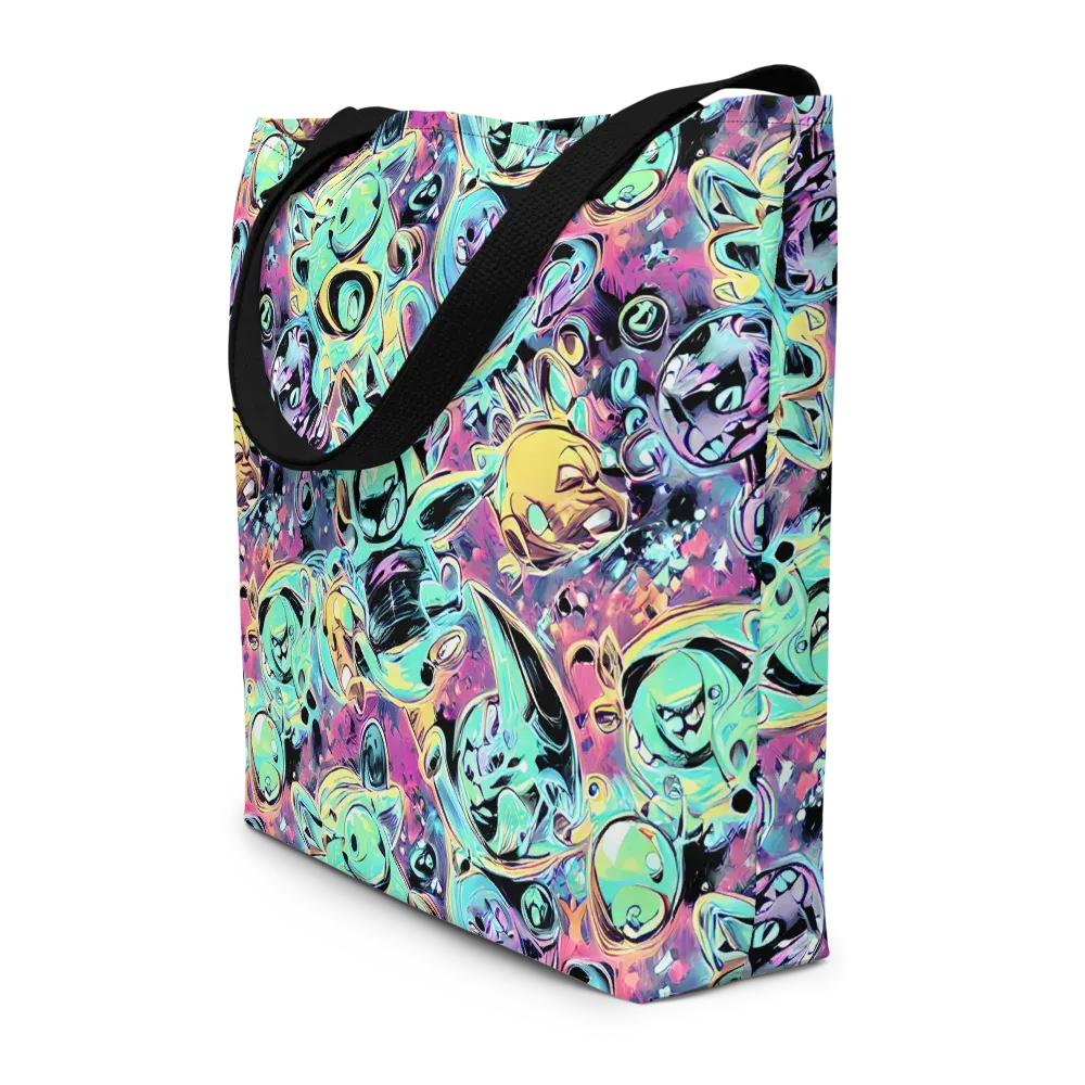 Aqua Oddity on Large Tote Bag W/ Pocket — Front
