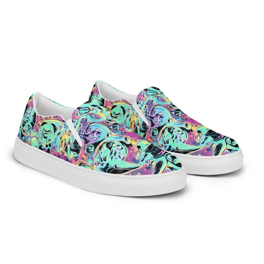 Aqua Oddity on Women's Slip-On Canvas Shoes — Right Front