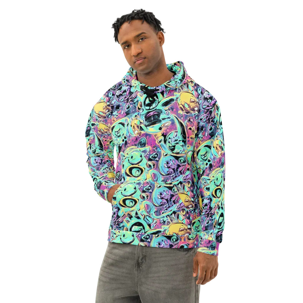 Aqua Oddity on Cotton Hoodie — Left Front