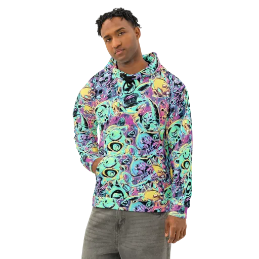 Aqua Oddity on a Cotton Hoodie