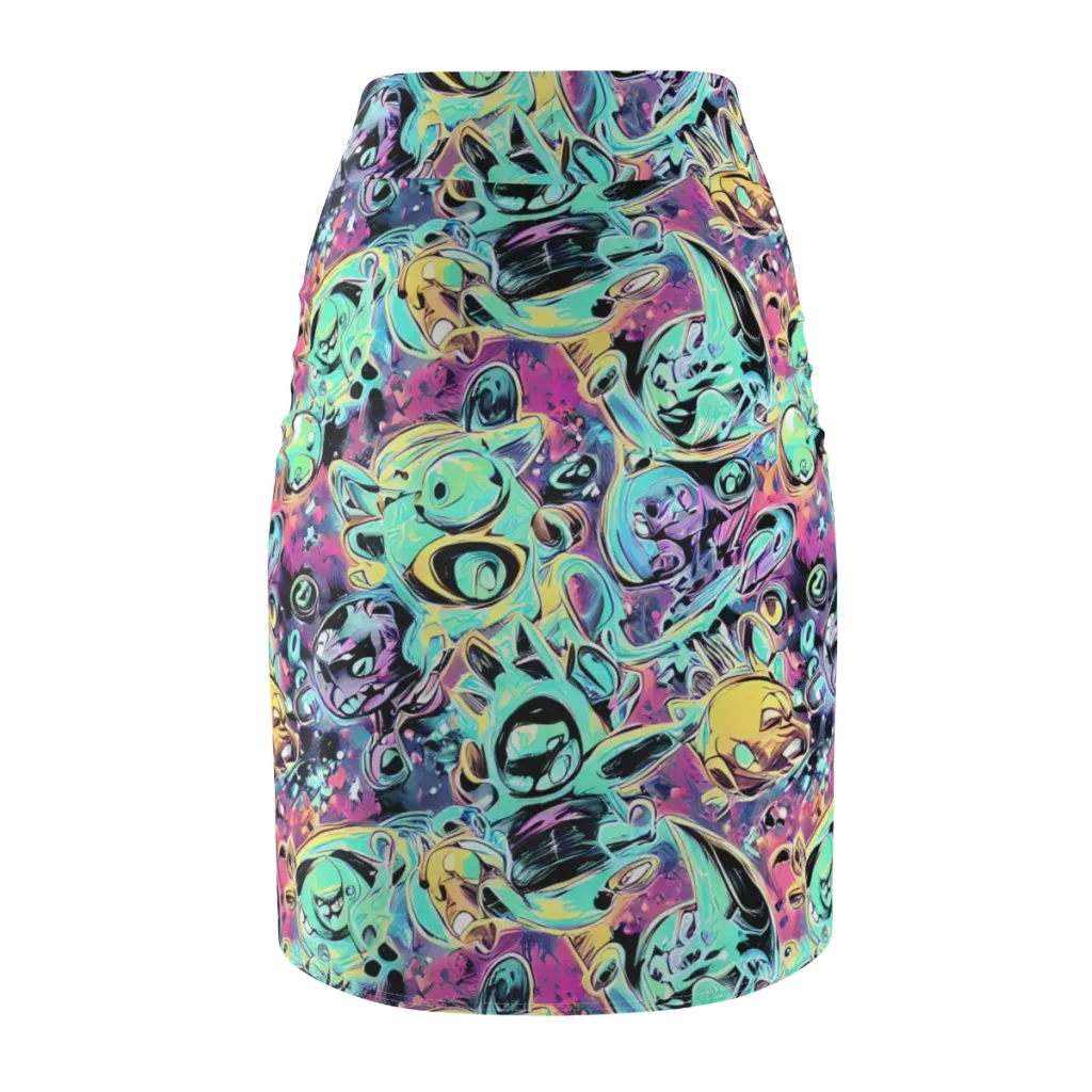 Aqua Oddity on Pencil Skirt — Back