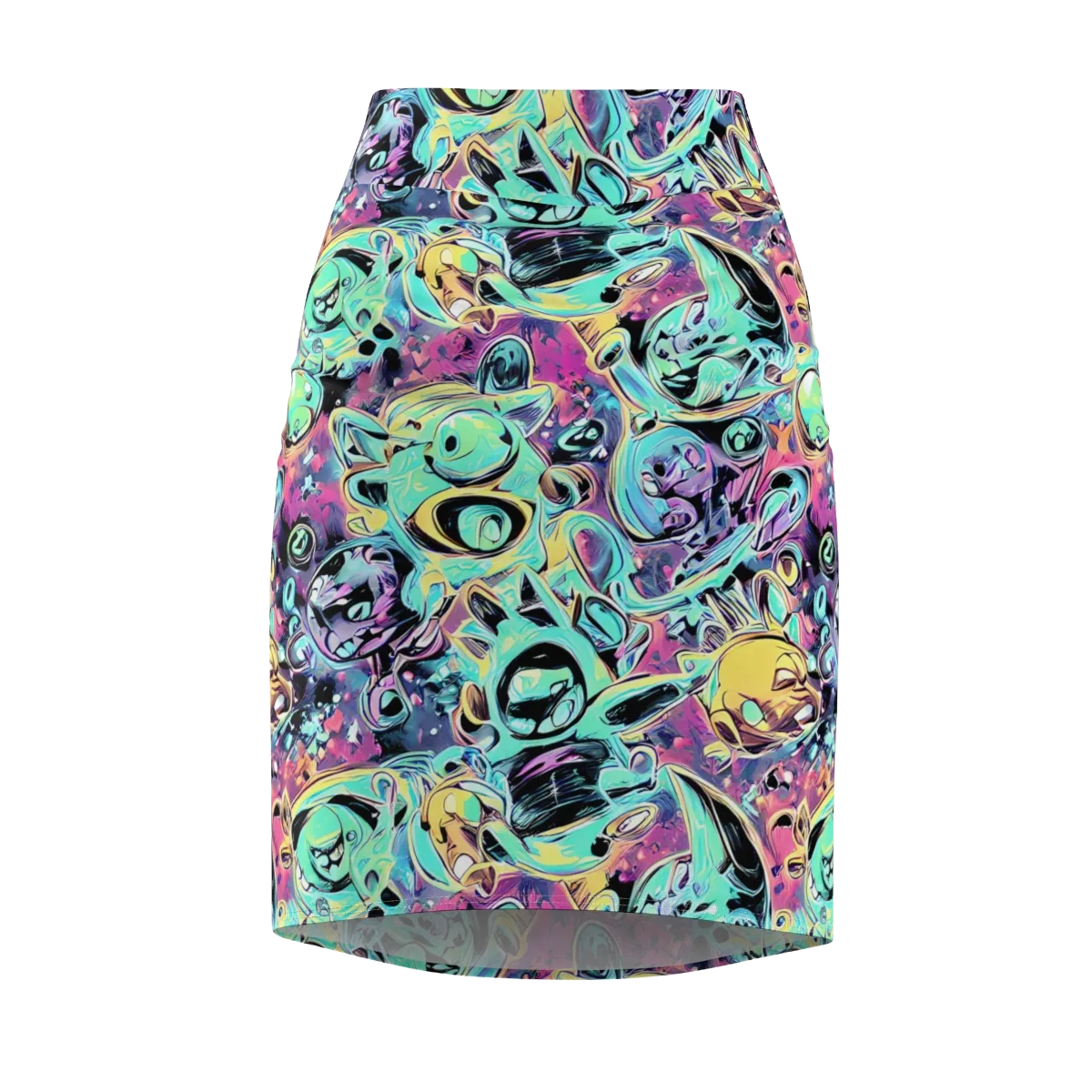 Aqua Oddity on Pencil Skirt — Front