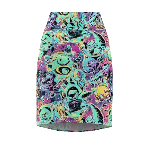 Aqua Oddity on a Pencil Skirt