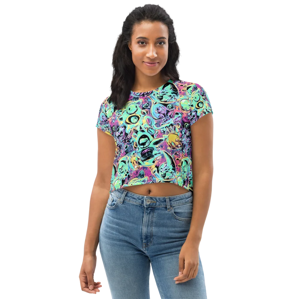 Aqua Oddity on Crop Tee — Front