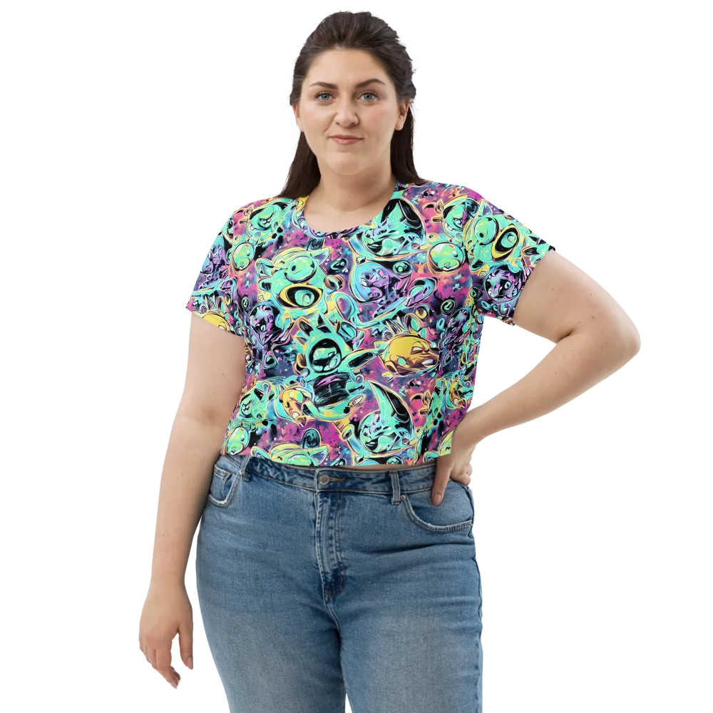 Aqua Oddity on Crop Tee — Front