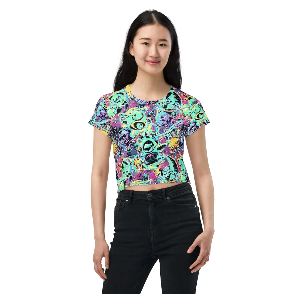 Aqua Oddity on Crop Tee — Front