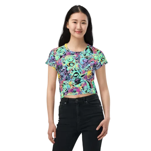 Aqua Oddity on a Crop Tee