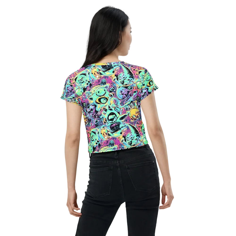 Aqua Oddity on Crop Tee — Back